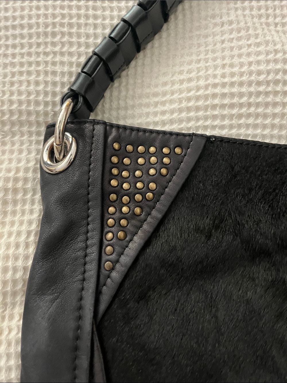 OrYany Black Studded Snake-Accented Women's Shoulder Bag - Picture 14 of 16